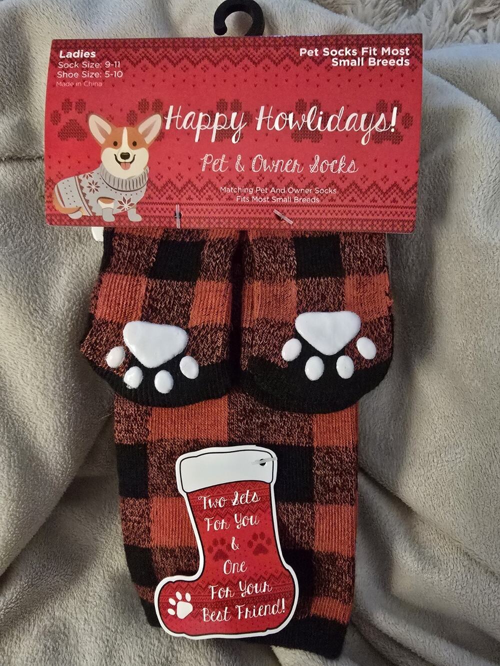 Pet & Owner Matching Socks, 2 Adult Pair 9-11 And 1 Pair For Small Dog/Cat